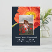 Red Poppy Flowers Foto Lijst Modern Afstuderen Aankondiging (Staand voorkant)