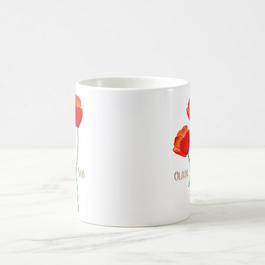 Red Poppy Flowers gepersonaliseerd Magische Mok (Center)