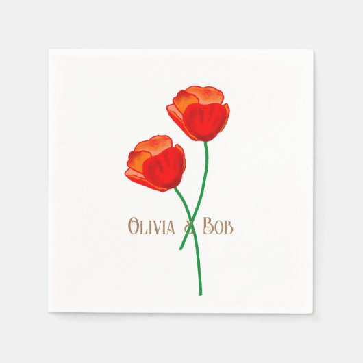 Red Poppy Flowers gepersonaliseerd Servet (Voorkant)