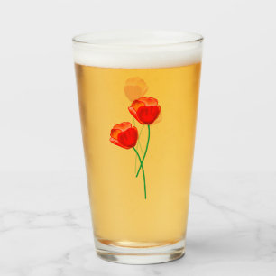 Red Poppy Flowers Glas