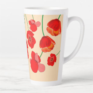 Red Poppy Flowers Latte Mok