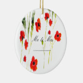 Red Poppy Flowers Mr & Mrs. Keramisch Ornament (Rechts)