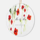 Red Poppy Flowers Mr & Mrs. Keramisch Ornament (Links)