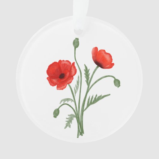 Red Poppy Flowers Ornament (voorkant)