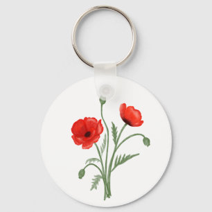 Red Poppy Flowers Sleutelhanger