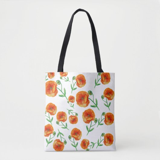 Red Poppy Flowers Waterverf Art Tas (Voorkant)
