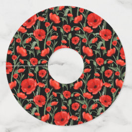 Red Poppy Flowers Wijnglaslabel