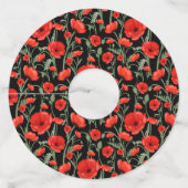 Red Poppy Flowers Wijnglaslabel (Achterkant)