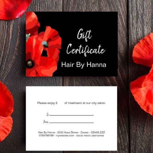 Red Poppy Gift Certificate