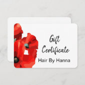 Red Poppy Gift Certificate (Voorkant / Achterkant)