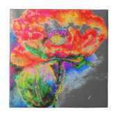 Red Poppy-grijs Tegeltje (Voorkant)