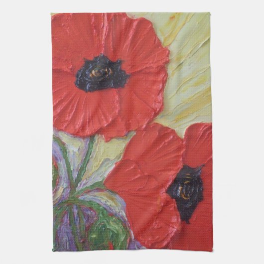Red Poppy Hand Towel Theedoek (Verticaal)
