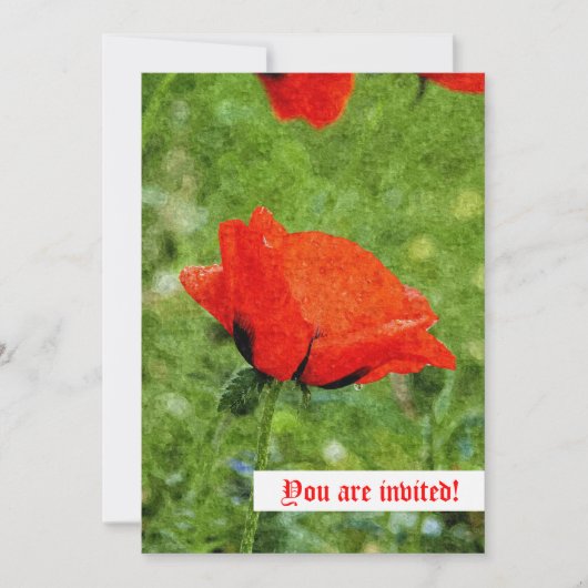 Red Poppy Invitation Kaart (Voorkant)