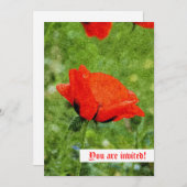 Red Poppy Invitation Kaart (Voorkant / Achterkant)
