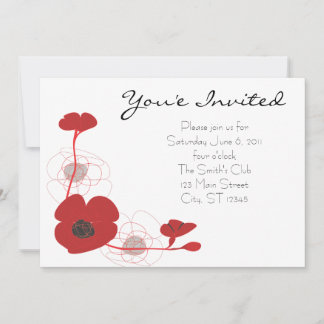 Red Poppy Invite Kaart