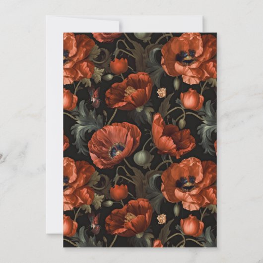 Red Poppy Moody Photo Faire-part funéraire (Dos)