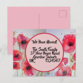 Red Poppy Nouvelle Adresse Carte Postale, Nous Dém (Devant / Derrière)