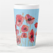 Red Poppy on Blue Waterverf Poppies Art Mok (Voorkant)