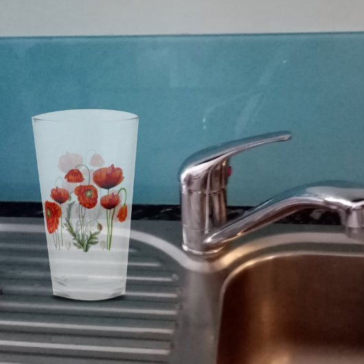 RED POPPY Parade Floral Glas