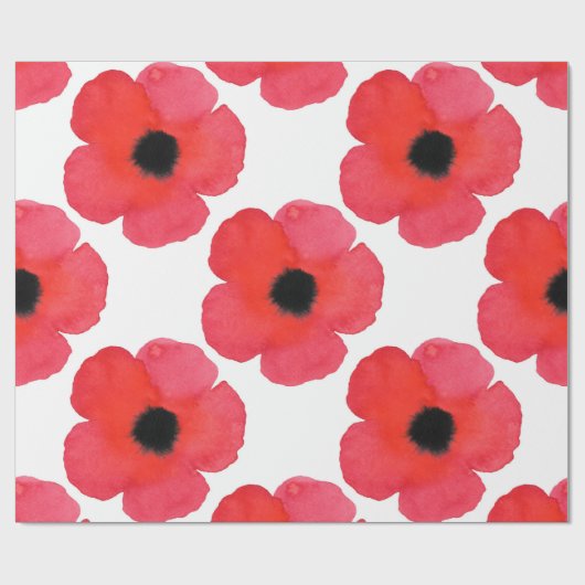Red Poppy Pattern Cadeaupapier (Vlak)