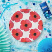 Red Poppy Pattern Papieren Bordje (Feest)