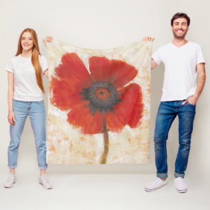 Red Poppy Portrait Fleece Deken