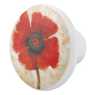 Red Poppy Portrait Keramische Knop