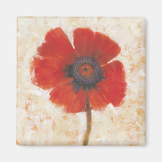 Red Poppy Portrait Magneet (Voorkant)