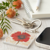 Red Poppy Portrait Sleutelhanger (Voorkant Rechts)