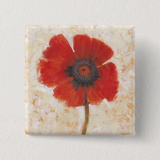 Red Poppy Portrait Vierkante Button 5,1 Cm (Voorkant)
