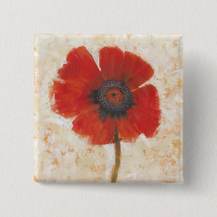 Red Poppy Portrait Vierkante Button 5,1 Cm