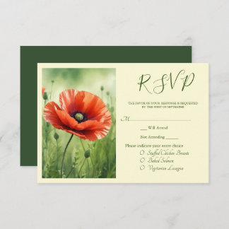 Red Poppy RSVP Card Informatiekaartje
