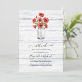 Red Poppy Rustic Country Online Virtual Wedding Kaart (Staand voorkant)