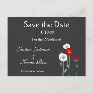 Red poppy save the date Briefkaarten