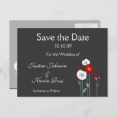 Red poppy save the date Briefkaarten (Voorkant / Achterkant)