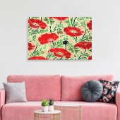 Red Poppy ~ Stretched Canvas Print (Insitu (Woonkamer))