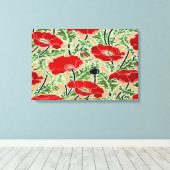 Red Poppy ~ Stretched Canvas Print (Insitu (Houten vloer))