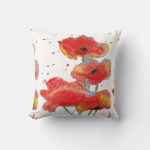 Red Poppy Waterverf Kussen