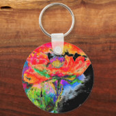 Red Poppy — zwarte achtergrond Sleutelhanger (Voorkant)