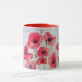 Red Poppys Watercolor Dames nom Mug Scarlet (Centre)
