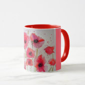 Red Poppys Watercolor Dames nom Mug Scarlet (Devant droit)