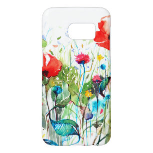 Red Poppy's Waterverven & Kleurrijke Bloemen Samsung Galaxy S7 Hoesje