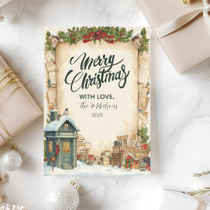 Red Postbox Wintervakantie Feestdagenkaart