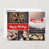 Red Prettige feestdagen Photo Collage Kerstmis (Voorkant / Achterkant)