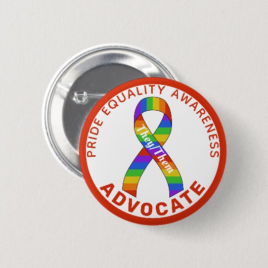 Red Pride Equality Awareness White Button (Voorkant /achterkant)