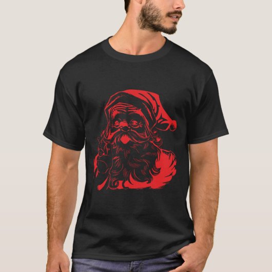 Red Print Santa T-shirt (Voorkant)