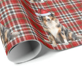 Red Pset Australian Shepherd Dog Kerstmis Cadeaupapier (Rol Hoek)