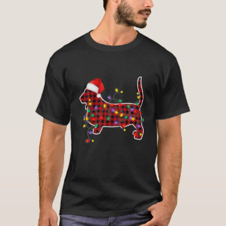 Red Pset Basset Hound Dog-kerstlampjes Pajama T-shirt