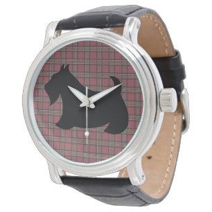 Red Pset Black Scottish Terrier Watch Horloge