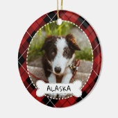 Red Pset Bone Dog Foto & Name Keramisch Ornament (Links)